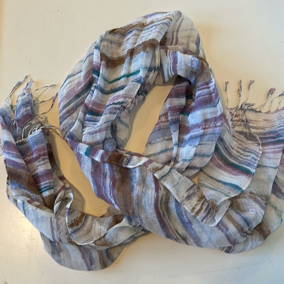 J.Jill Pure Jill Striped Scarf Purple Blue Cream NWT - Picture 1 of 6